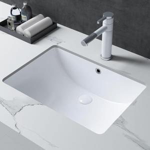 2114" Rectangle Bathroom Sink, White Undermount Vessel Sink, Ceramic Vanity Sink with Overflow for Bathroom Restroom (19" x 12")