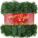50FT Green Christmas Garland Decorations, Christmas Artificial Pine Greenery Garland Outdoor Indoor Decor, Straight Faux PVC Soft Garland for Stairs Railing Fireplace Window Mantle Home Party Decor