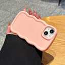 Slim Fit Case for iPhone 15 Plus and iPhone 14 Plus 6.7-Inch, Wave Frame, Cute Soft TPU Thin Protective Phone Cover for Women, Light Pink