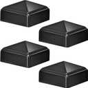 Pelopy 4 Pcs 2" x 2" Black Aluminum Pyramid Post Caps for Wooden or Metal Fence Posts, Weatherproof Decorative Pyramid Covers for Decks, Mailboxes, and Corridors