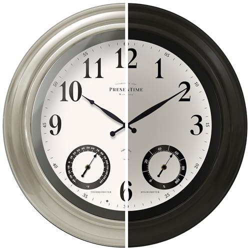 24 inch Large Illuminated Waterproof Outdoor Clock
Weatherproof Modern Farmhouse Wall Clock with Auto Light Sensor, Thermometer & Hygrometer for Patio, Pool, Garden, Home Decor