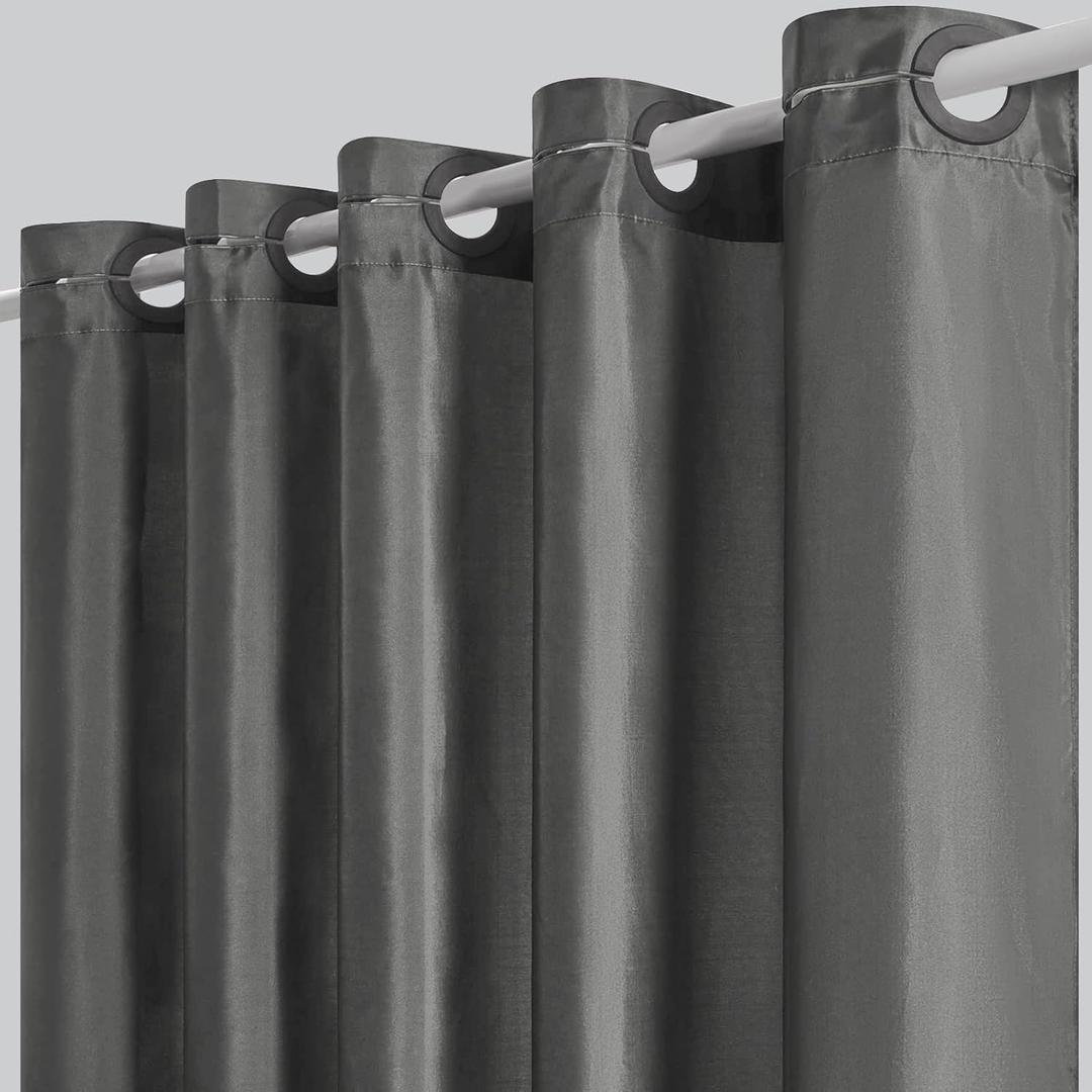 Furlinic No Hook Long Shower Curtain 78 Length,Soft Polyester Fabric Wahable Shower Curtain Liner,Modern Hotel Spa Style Bathroom Curtains with 10 Plastic Built-in Grommets,Dark Grey 72x78 Inch