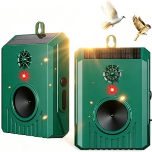 2Pack Solar Ultrasonic Bird Repellent Outdoor, Woodpecker Deterrent&Weatherproof Pigeon Bird Deterrents for Outside,Birds Repeller Scare Devices,Keep Birds Away Balcony,Yard,Farm,Orchard