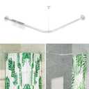 SZXIMU L Shaped Shower Curtain Rod, Adjustable [23.81"-53.15"] x [23.81"-53.15"] Corner Shower Curtain Rod 90 Degree for Bathroom, Bathtub, Clothing Store, Ceiling Support, Silver