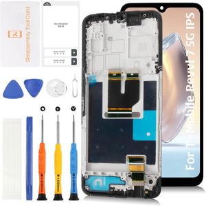 for T-Mobile Revvl 7 5G 6.58" LCD with Arctic Gray Frame Screen Replacement Revvl 7 5G TMR075G LCD Display Touch Digitizer Screen Assembly with Repair Tools