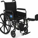Medline Premium UltraLightweight Wheelchair with Full Length Flip Back Arms and Elevating Leg Rests for Eldery and Disabled, 18" Seat