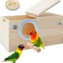 PINVNBY Parakeet Nesting Box Bird House Wood Breeding Box Parrots Mating Box for Lovebirds,Cockatoo,Budgie, Finch,Canary and Medium-Sized Birds(L)