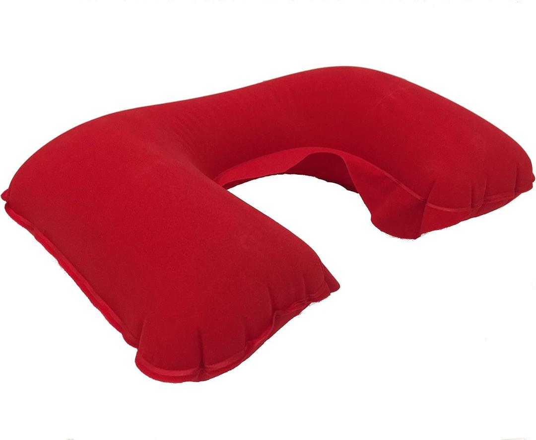 Inflatable U-Shaped Neck Pillow–Auto-Inflating, Portable Travel Pillow for Neck Support, Perfect for Flights and Outdoor Adventures Red
