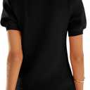 PRETTYGARDEN Women's Sweaters Spring 2026 Summer Puff Short Sleeve Sweater Trendy Cute Knit Work Blouses Business Casual Tops (Black, L)
