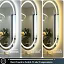 OKPAL 40x24 Oval LED Mirror for Bathoom, Oval Bathroom Mirror with Lights, Dimmiable Lighted Vanity Mirror, Anti-Fog, Shatter-Proof, Memory, 3 Colors (Front Lights + Backlit)