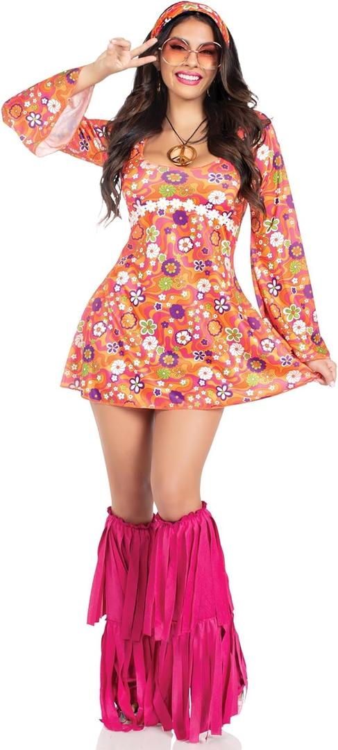 Leg Avenue womens 6 Pc Hippie ChickHalloween Costume (Small / Medium, Multicolor)