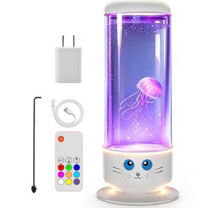 BiKiBao Jellyfish Lamp with 7 Color Changing Effect with USB and Remote Control Night Lamp for Room Jellyfish Aquarium Ideal Gift for Kids (White)