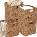 11x11in Wicker Storage Baskets Set of 5 Collapsible Water Hyacinth Basket for Organizing,Handwoven Woven Bins for Bedroom,Living Room,Shelves - Natural