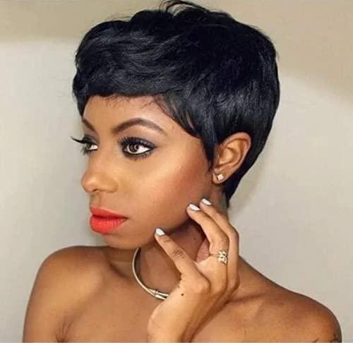 Divine Hair Short Hairstyles for Black Women Short Black Wig Synthetic Short Pixie Wigs for Women Black Short Hairstyles