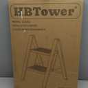 HBTower Step Ladder,Lightweight Aluminum Folding Step Stool with Anti-Slip Wide Pedal,330lbs Capacity Step Ladder for Household,Kitchen,Office - WhiteWoodgrain