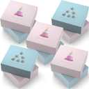easykart labels 10 Christmas Gift Box 8x8x4 Inch, Holiday Gift Boxes with Lid, Pink & Blue Pastel Colour with Foiling Effect, Boxes for wrapping gift