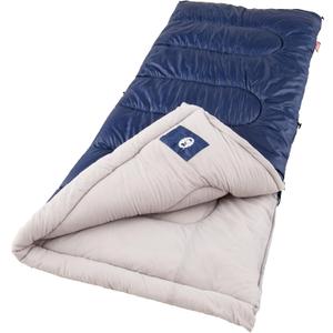 Coleman Brazos 30°F Adult Cool-Weather Sleeping Bag with No-Snag Zipper & Stuff Sack, Machine Washable, Blue