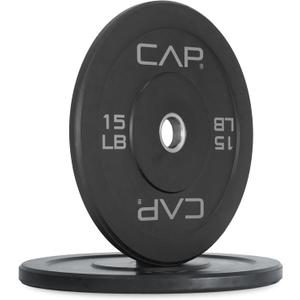 CAP Barbell Rubber Olympic Bumper Plate | Multiple Options/Colors (15lbs - Pair)