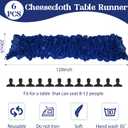6 Pack 10FT Cheesecloth Table Runner 20 x 120 inch Long Boho Rustic Gauze Romantic Cheese Cloth Sheer Table Runner for Wedding Dining Event Birthday Anniversary Party Decoration(Royal Blue)