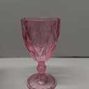 16 Pack Vintage Wine Glasses, Plastic Reusable 12 Ounce Colored Water Goblets, Unique Embossed Pattern Unbreakable Stemmed Wine Glasses, High Clear Wedding Party Bar Drinking Cups Pink
