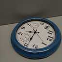 JENLYSTIME 13 Inch Outdoor Clock, Waterproof and Silent, with Thermometer and Hygrometer, Large Numbers for Easy Reading, Perfect for Home, Office, Bedroom, Kitchen, Porch, Garden, Pool(Blue)