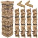 Maasechs 4 Piece 36'' x 6'' Stone Column Wrap with 2 Pieces 9'' x 6'' x 2'' Post Caps Faux Stone Column Wrap (Brown)