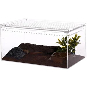 NANEEZOO Magnetic Large Enclosure 2.5 Gallon 12 x 8 x 6 Inch Reptile Breeding Box Terrarium Cage for Insect Tarantulas Amphibians Caterpillars Snail Clear Reptile Feeding Box