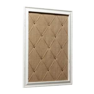 Antique White Linen Fabric Pin Board, 21"×27" Message Board Wall Decor, Burlap Bulletin Board Picture Memo Board, Large Cork Boards for Walls with Frame, Vision Board for Farmhouse Home,Office Decor