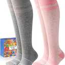 Lalapapa Cotton Compression Socks for Women Men  2 Pairs 2030mmHg Circulation Arch Support Socks, Comfortable Breathable, Grey & Pink, L / XL