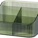 Makeup Organizer Cosmetics Storage Box, Large Capacity Make Up Brush Holder Organizer Vanity Accessories, Bathroom Countertops, Desk Storage Container, Cosmetic Display cases(Green-L)