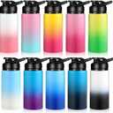 Mimorou 10 Pack Reusable Aluminum Water Bottles Bulk Operation Christmas Multicolor Outdoor Sports Water Bottles for Travel Gym Cycling Camping, Snap Lid (17oz)