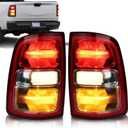 Chrome Bezel Halogen Tail Lights Assembly Compatible With 2019 2020 2021 RAM 2500 3500HD, Chrome Bezel W/O LED Taillamp OEM#: 55112988AE, 55112989AE, CH2801221, CH2800221 (1 Pair)