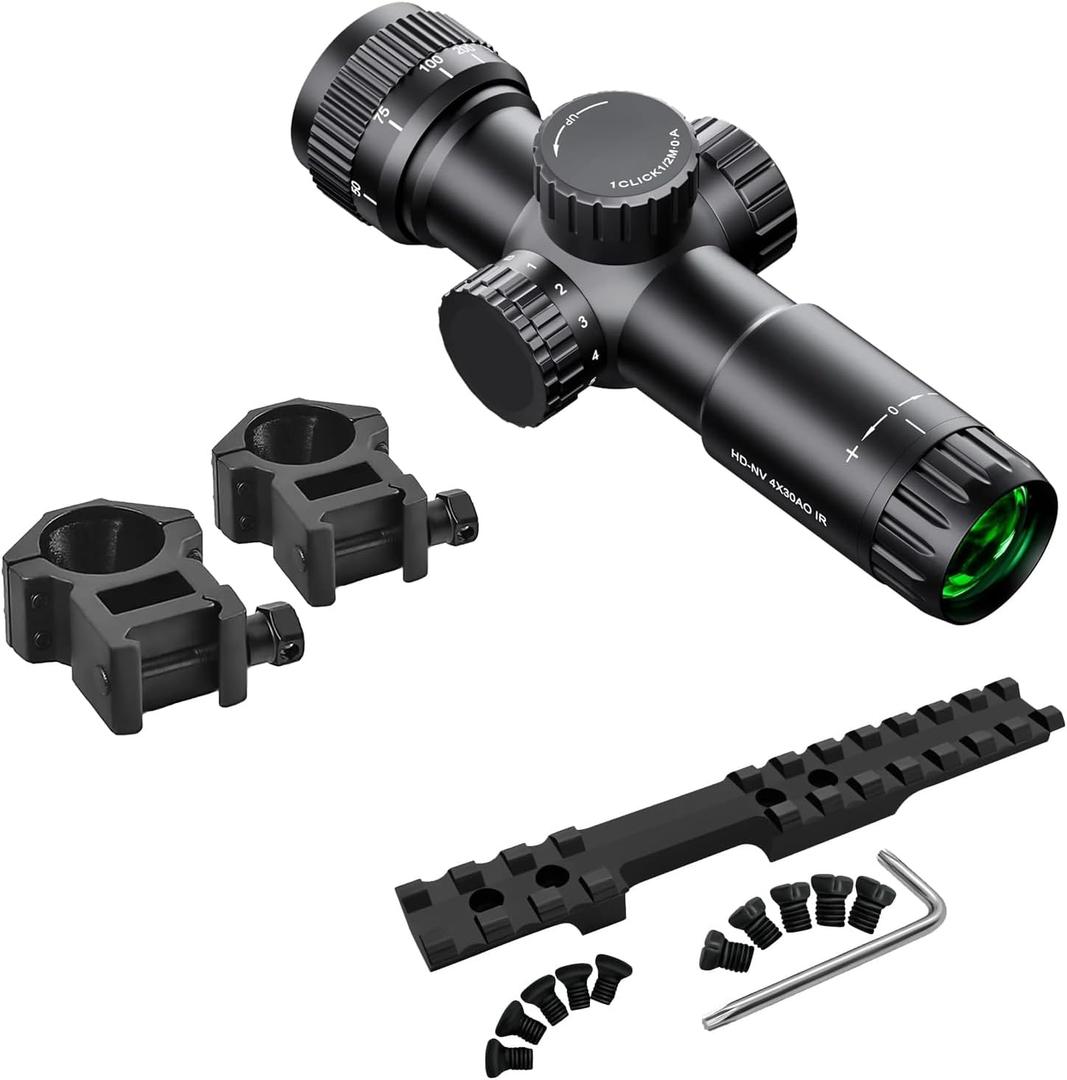 Gotical Picatinny Rail Mount for Savage Rascal Rifles with Ejection Port Cut-Out (Rail, Scope Rings & 4x30 AO-Scope)