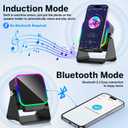 Wireless Induction Speaker 5-in-1 Bluetooth Speaker with Phone Stand,Stereo Sound, 3500mAh Rechargeable, 8 RGB Ambient Light, 360 Adjustable Holder for iPhone/Android/iPad,Gifts for Men Women (Black)