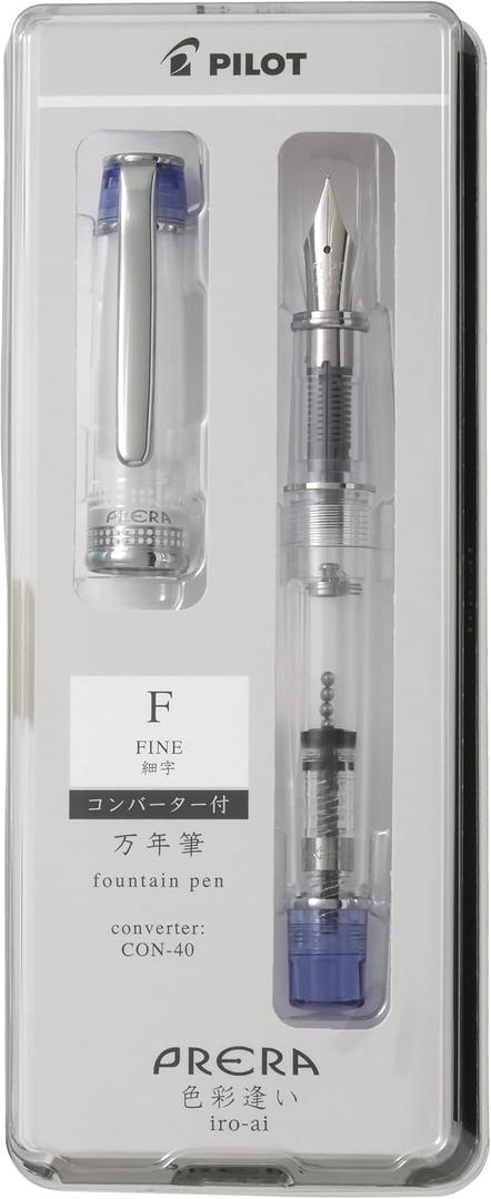 PILOT PFPR1TLF Pen, Prera PRERA Fountain Pen, Color Fountain, Fine Point, Transparent Blue