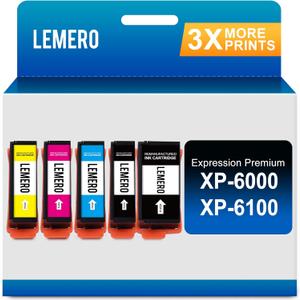 LEMERO Remanufactured Ink Cartridge Replacement for Epson 302 XL Ink Cartridge for XP-6100 XP6100 XP6000 XP-6000 Printer Replacement for 302XL Ink (Black, Photo Black, Cyan, Magenta, Yellow, 5 Pack)