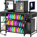 3D Printer Table with Storage, Heavy Duty Metal 3D Printer Stand with Filament Storage Drawer & Power Hub, Large Capacity 3D Printer Desk for Workshop, Studio & Home Office(Black)