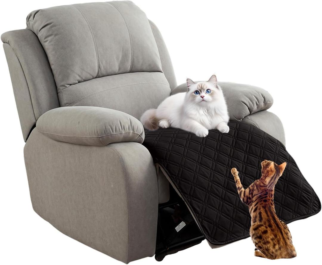Genina Waterproof Recliner Chair Covers, Recliner Cover for Dog Pets Friendly, Washable Antislip Reclining Chair Cover Furniture Protector, Sofa Slipcover for Living Room(23inch/Black)
