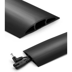 Bates- Floor Cord Cover, 10ft, Cable Cavity 0.6" (W) x 0.31" (H), Heavy Duty Wire Protector, PVC Extension Cords Hider, Protect Cords, Prevent Cable Trips, Cord Hider for Office, Home, Outdoor (Black)