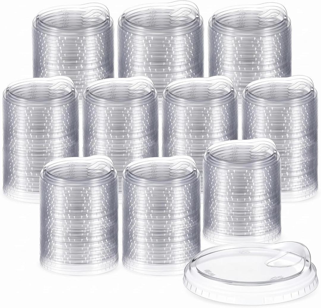 1000 Pcs Strawless Sip Lids Clear for 12-24oz,Transparent,98mm | Disposable PET Plastic Cup Covers for Iced Coffee Milkshake Party, Fits 12 16 20 24 Oz Cups, 98mm Clear Sipper