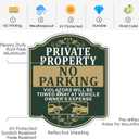 Private Property No Parking Violators Will Be Towed Away at Vehicle Owner's Expense Sign 12" x 10" With 35" Long Metal Stakes With Stand Aluminum Outdoor Use Yard Business