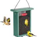 Kingsyard Metal Mesh Bird Feeder for Outdoors Hanging, Finch Feeder for Nyjer/Thistle, Sliding Mesh & Built-in Perch, Recycled Plastic, Green