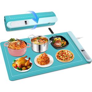 Food Warming Mat  Rapid Full-Surface Heating, Silicone Electric Warming Tray with 6 Temperature Settings, 6 Hours Timer Auto Shut-Off  Perfect Rollable Food Warmer for Parties, Buffets, Gatherings