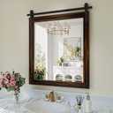 Farmhouse Bathroom Mirror, 24x30 Inch Black Brown Vanity Mirror for Wall, Wood Framed Rustic Mirror Rectangular Wall Decor Mirrors for Entryway Living Room Bedroom