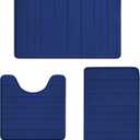 RUN HELIX Memory Foam Bath Mat Rug Set 3 Piece, Ultra Soft Non Slip and Absorbent Bathroom Rug, Machine Wash Dry, Comfortable, Thick Bath Rug Carpet for Bathroom Floor, Tub and Shower, Navy