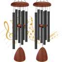 2 Pack Wind Chimes for Outside, Memorial Wind Chimes with 6 Aluminum Tubes, Sympathy Wind Chime Outdoor Gift Decoration for Garden Patio Yard