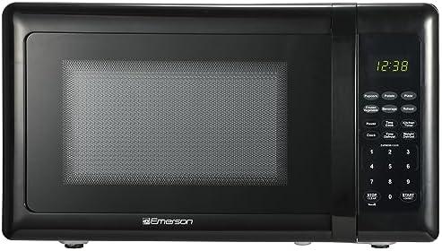 Emerson MW7302B Compact Countertop Microwave Oven with Touch Control, LED Display, 700W, 10 Power Levels, 6 Auto Menus, Glass Turntable and Child Safe Lock, 0.7 Cu., Ft. Black