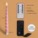 Pink Flameless Taper Candles with Remote, Spiral Candles Battery Operated, Flickering LED Wax Candlesticks Set of 6