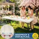 Fitted Tablecloth for 8 Foot Rectangle Tables-4 Pack Cream Elastic Outdoor Picnic Table Cover-Spandex Stretch Folding Table Cloths 8ft for Camping Dining Room Patio Kitchen Banquet Party, 30'' x 96'' | 4 Pack