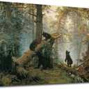 msspart Black Bears in Forest Painting Canvas Wall Art Decor, Ivan Shishkin Artwork Pictures Print for Living Room Bedroom Office Decoration 24"x36"